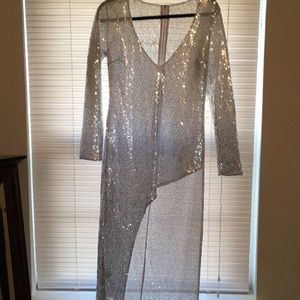 Shear silver sparkle holiday dress